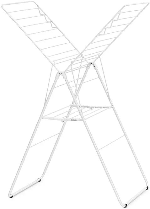 Brabantia HangOn Laundry Drying Rack (67ft / Fresh White) Compact, Foldaway, Adjustable Indoor Stainless Steel Clothes Horse