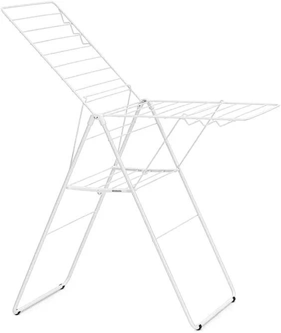 Brabantia HangOn Laundry Drying Rack (67ft / Fresh White) Compact, Foldaway, Adjustable Indoor Stainless Steel Clothes Horse