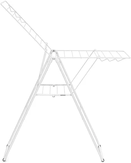 Brabantia HangOn Laundry Drying Rack (67ft / Fresh White) Compact, Foldaway, Adjustable Indoor Stainless Steel Clothes Horse