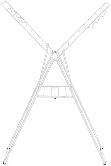 Brabantia HangOn Laundry Drying Rack (67ft / Fresh White) Compact, Foldaway, Adjustable Indoor Stainless Steel Clothes Horse