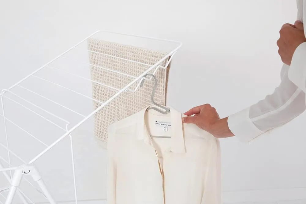 Brabantia HangOn Laundry Drying Rack (67ft / Fresh White) Compact, Foldaway, Adjustable Indoor Stainless Steel Clothes Horse