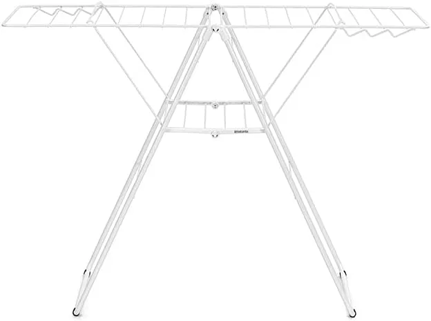 Brabantia HangOn Laundry Drying Rack (67ft / Fresh White) Compact, Foldaway, Adjustable Indoor Stainless Steel Clothes Horse