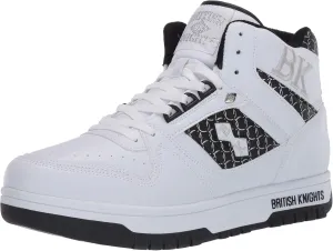 British Knights Men's Kings SL Classic Hi Top Fashion Sneaker, White/Black/Silver, 9 M US