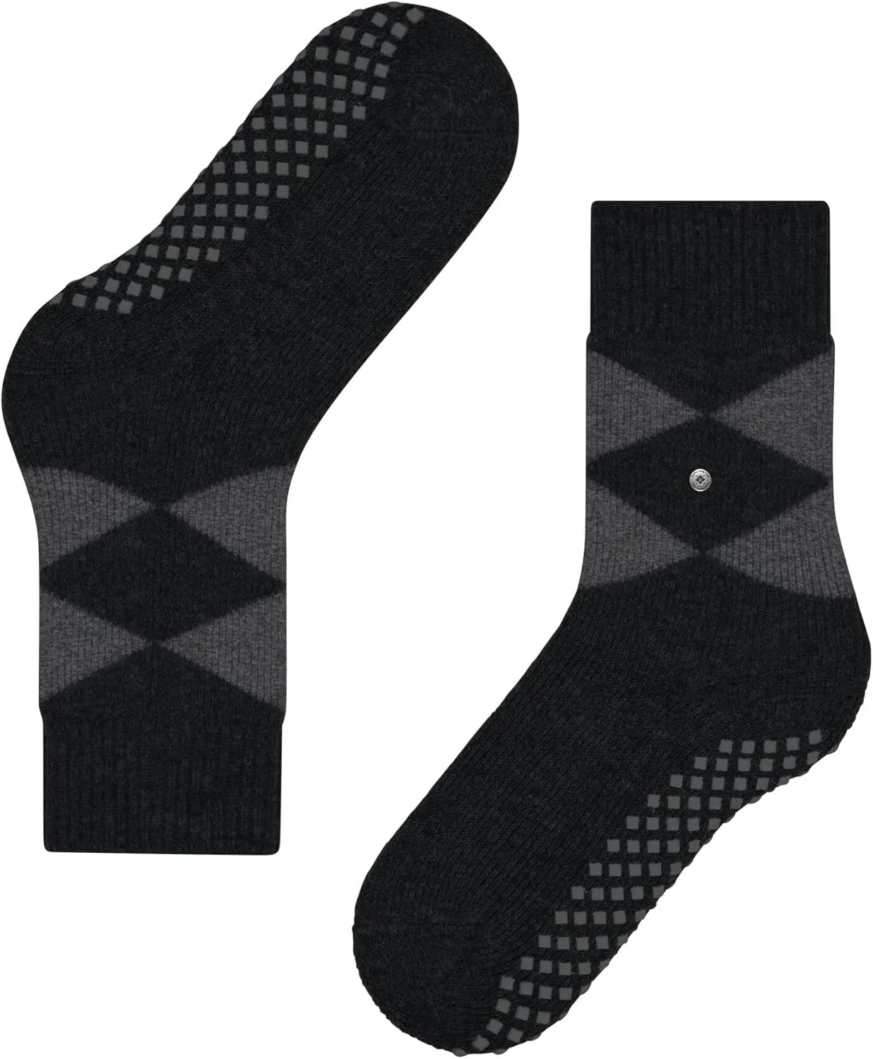 Burlington Women's Cosy Argyle Stopper Socks Non-Slip Nubs on the Sole Comfortable with Argyle Warm Plush for Relaxing Breathable Climate Regulating Odour-Inhibiting Wool 1 Pair