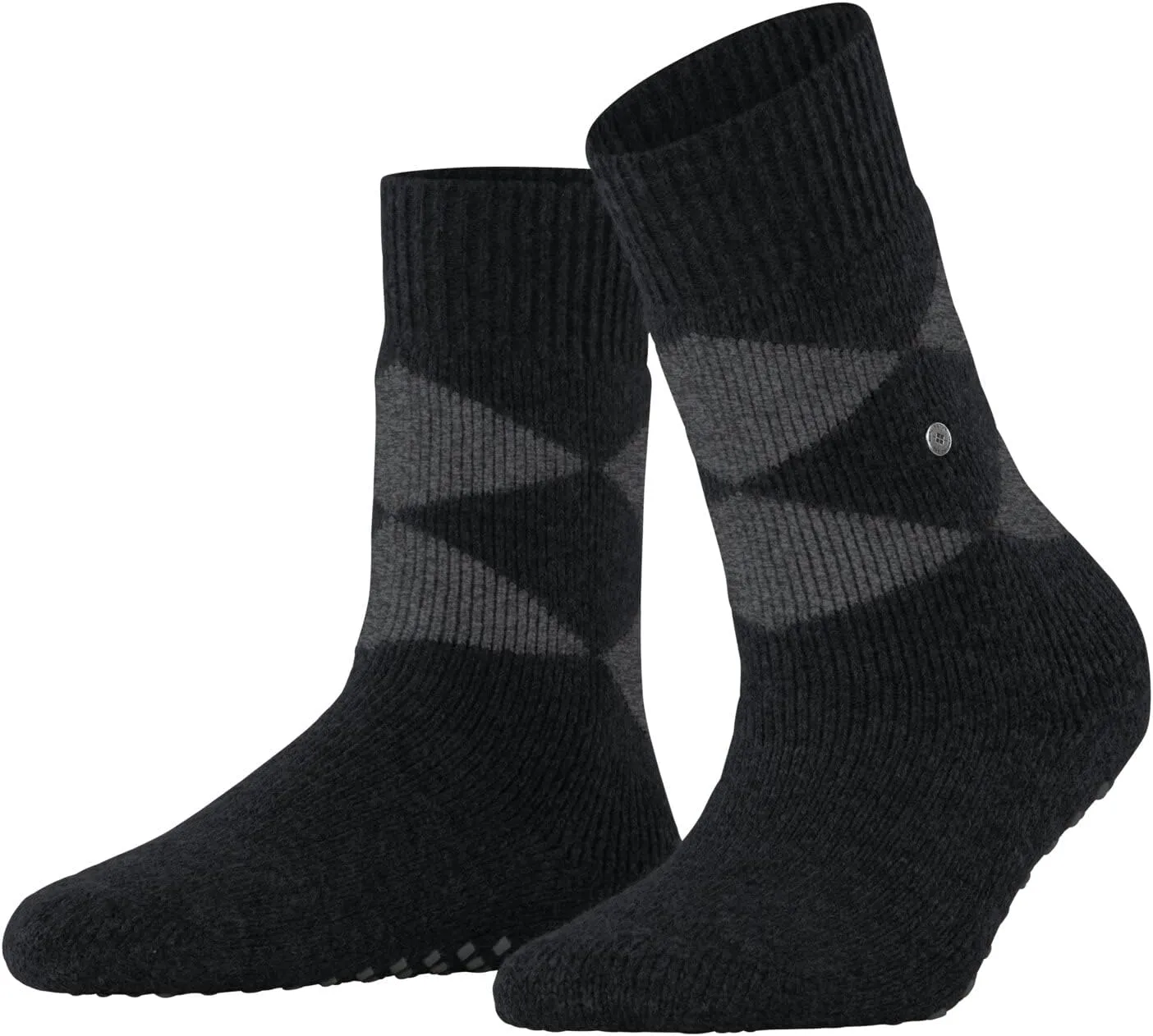 Burlington Women's Cosy Argyle Stopper Socks Non-Slip Nubs on the Sole Comfortable with Argyle Warm Plush for Relaxing Breathable Climate Regulating Odour-Inhibiting Wool 1 Pair