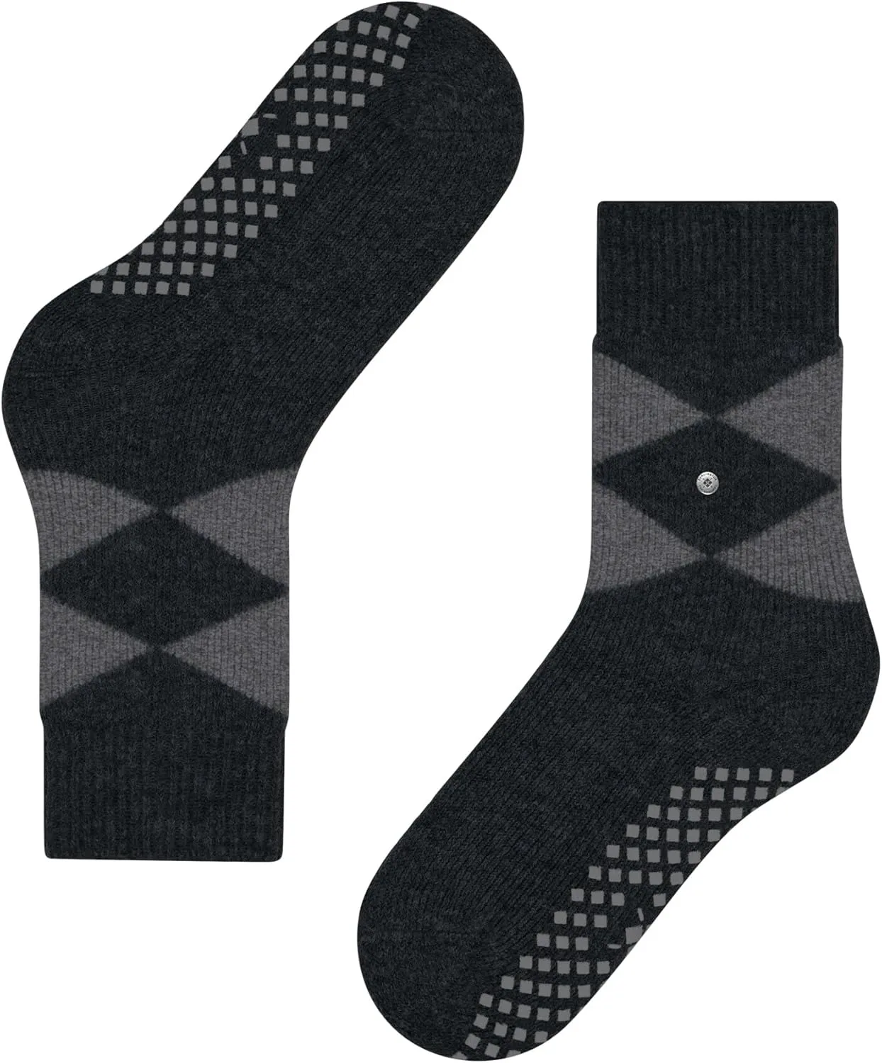 Burlington Women's Cosy Argyle Stopper Socks Non-Slip Nubs on the Sole Comfortable with Argyle Warm Plush for Relaxing Breathable Climate Regulating Odour-Inhibiting Wool 1 Pair