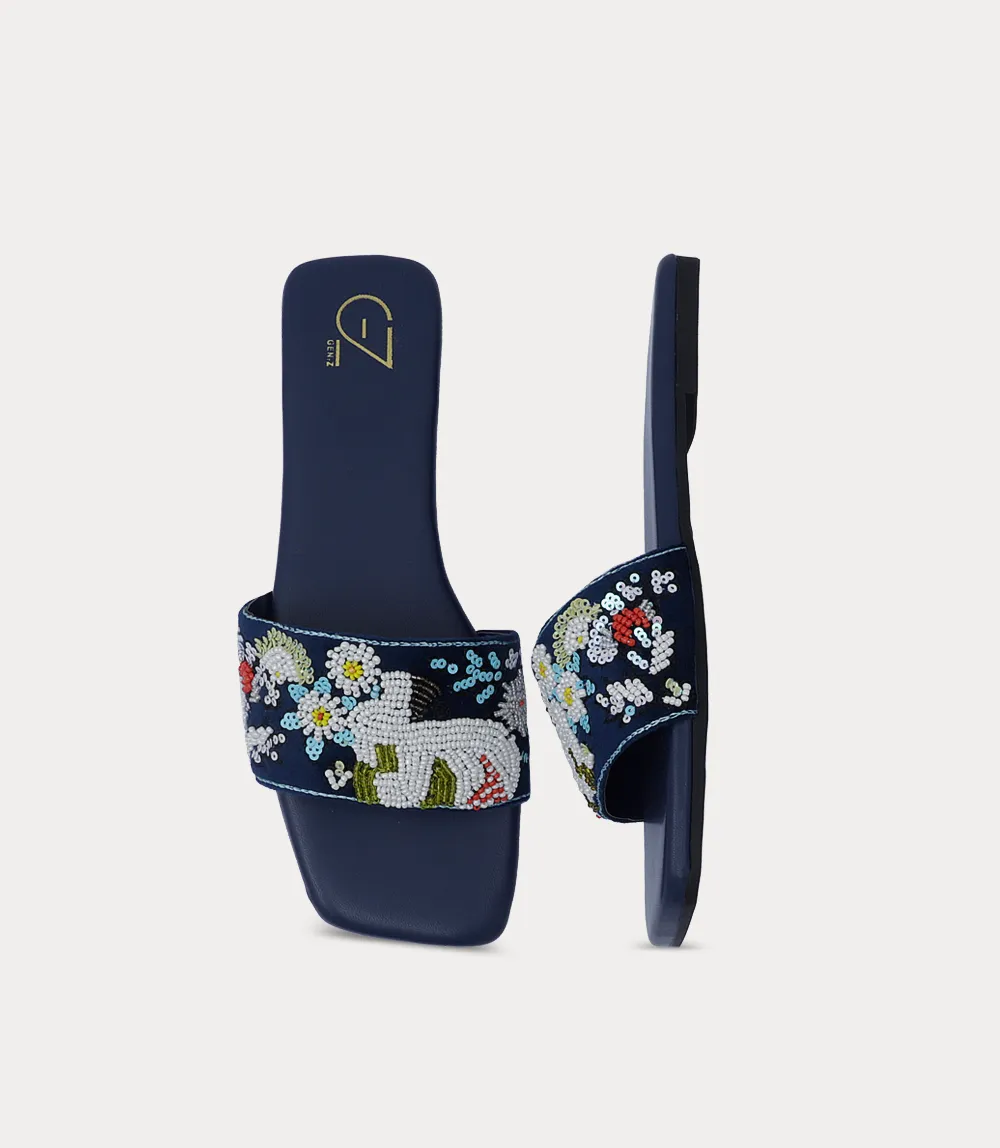 BW10456-NAVY-Women Slipper