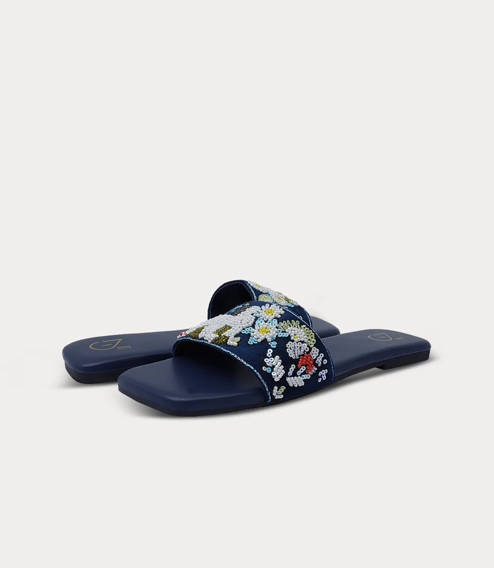 BW10456-NAVY-Women Slipper