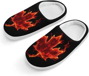 Canada Flag Maple Flame Cute Cotton Slippers Anti-slip House Shoes Funny Slipper Indoor Outdoor