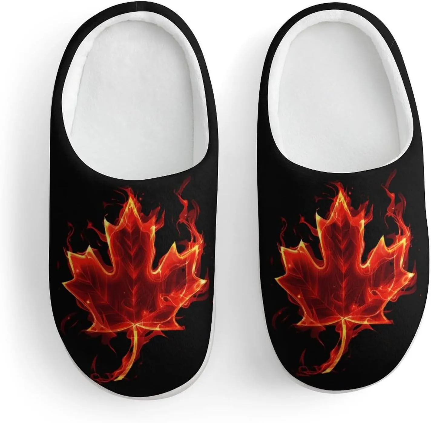 Canada Flag Maple Flame Cute Cotton Slippers Anti-slip House Shoes Funny Slipper Indoor Outdoor
