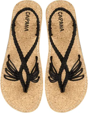 Capana Women's Flat Cork Sandals - Strappy Braided Bohemian Beach Sandals, Spring Casual Shoes, Comfy Boho Flats for Teen Girls – Cocoon