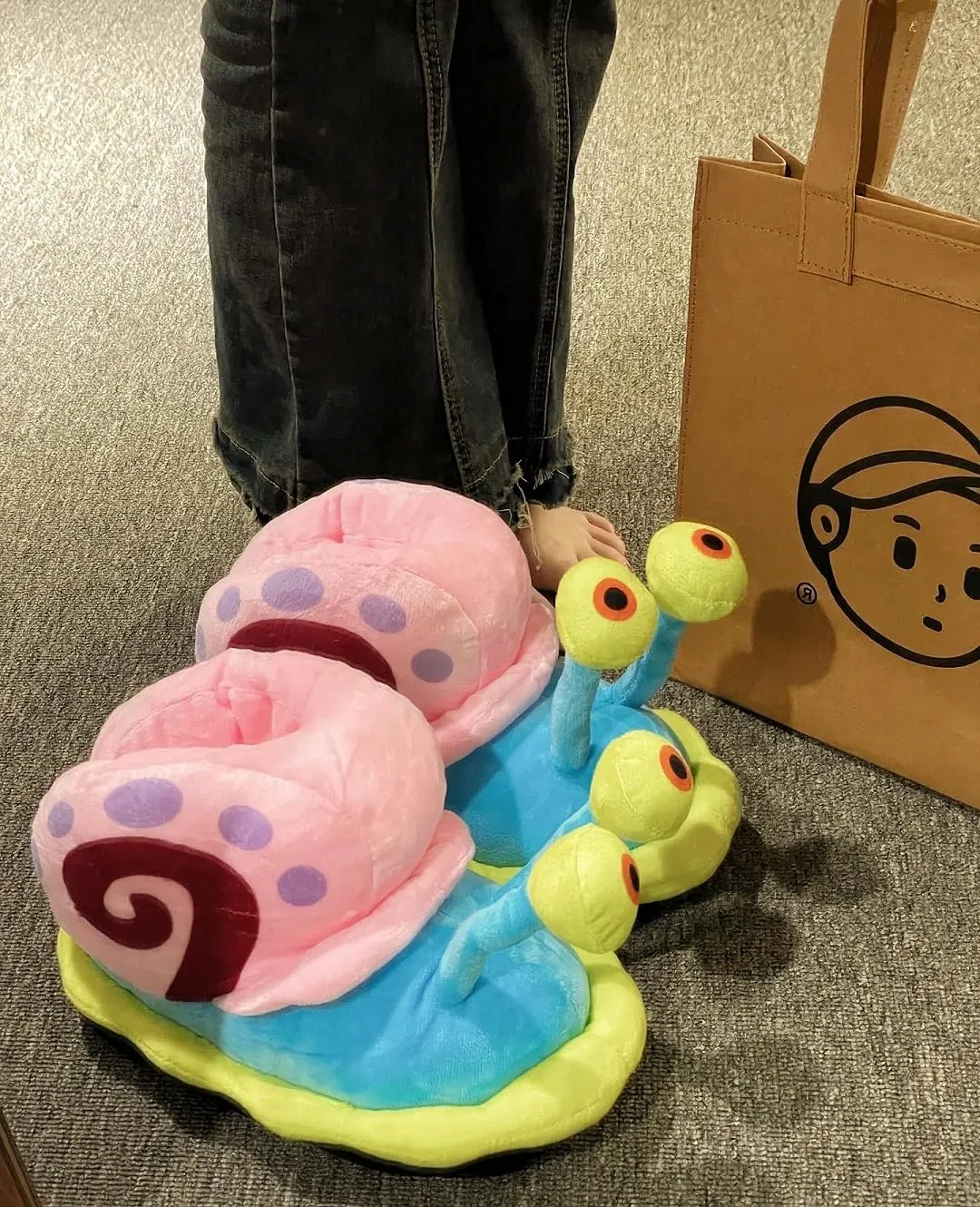 Cartoon snail cotton shoes home parent-child slippers cute snail creative slippers Home Plush Shoes Indoor Cozy Flat Slides Furry Warm Cotton Slipper Girl