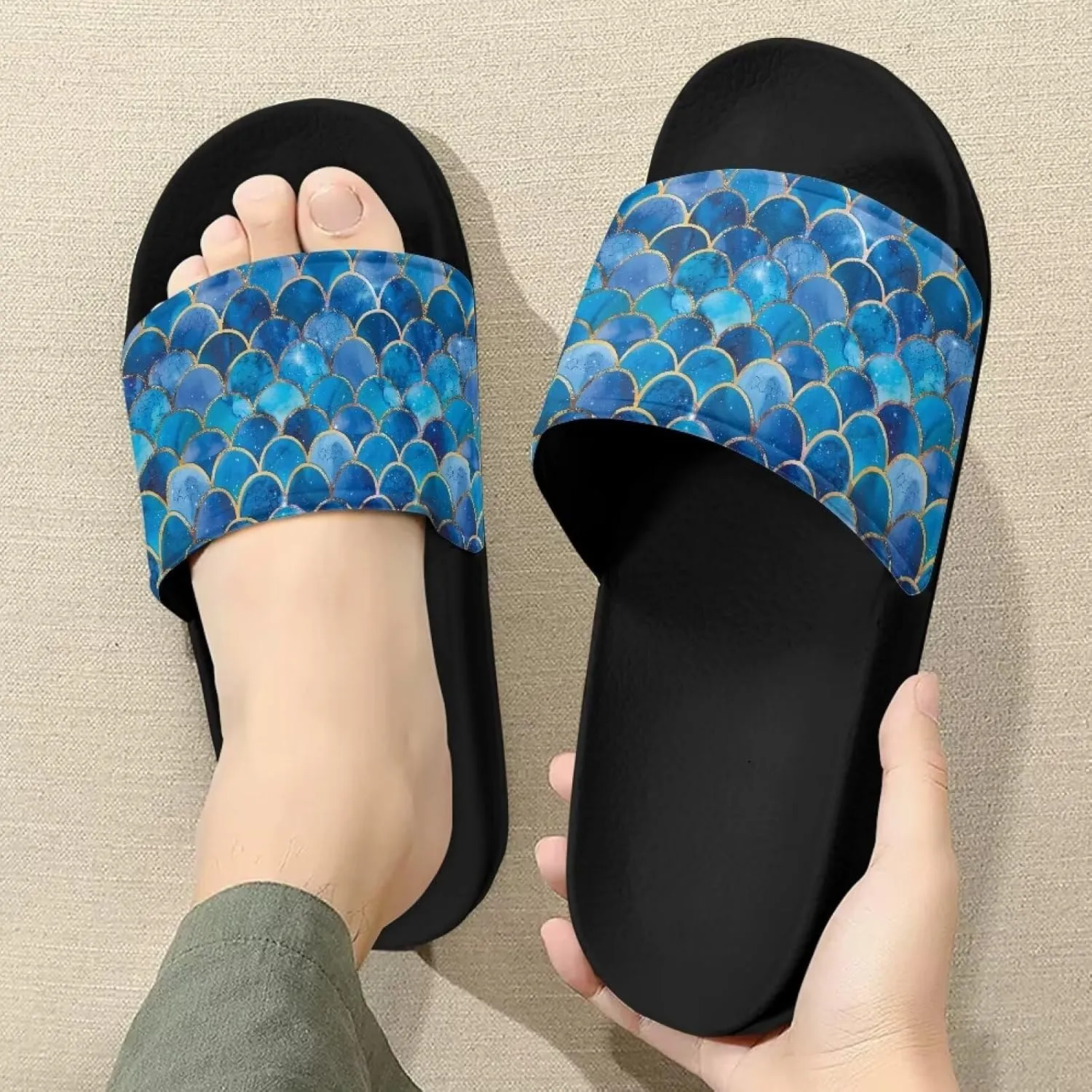 Casual Non-slip Slide Sandals for Women Men Open Toe House Sole Slipper Flat Lightweight Slipper for Bathroom Beach