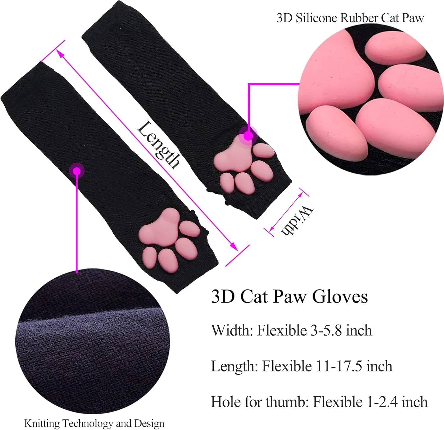 Cat Paw Thigh High Socks Golves, Cute Soft 3D Toe Beans Socks Mittens Kitten Claw Pad Socks for Girl Women Cosplay Set…