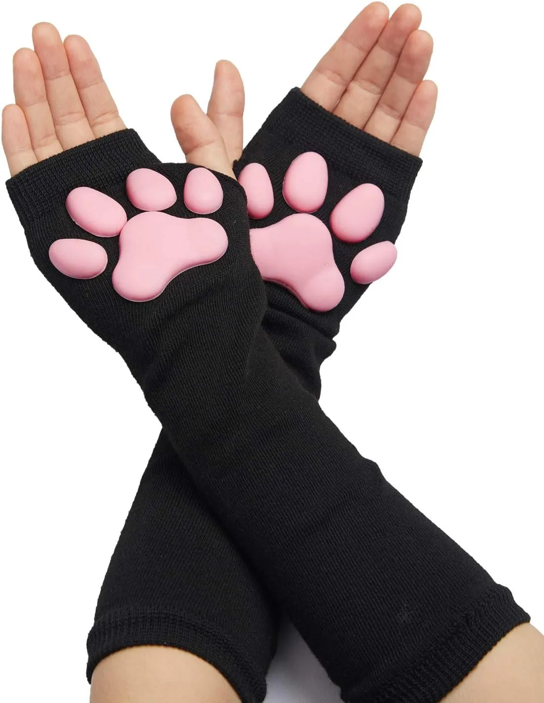 Cat Paw Thigh High Socks Golves, Cute Soft 3D Toe Beans Socks Mittens Kitten Claw Pad Socks for Girl Women Cosplay Set…