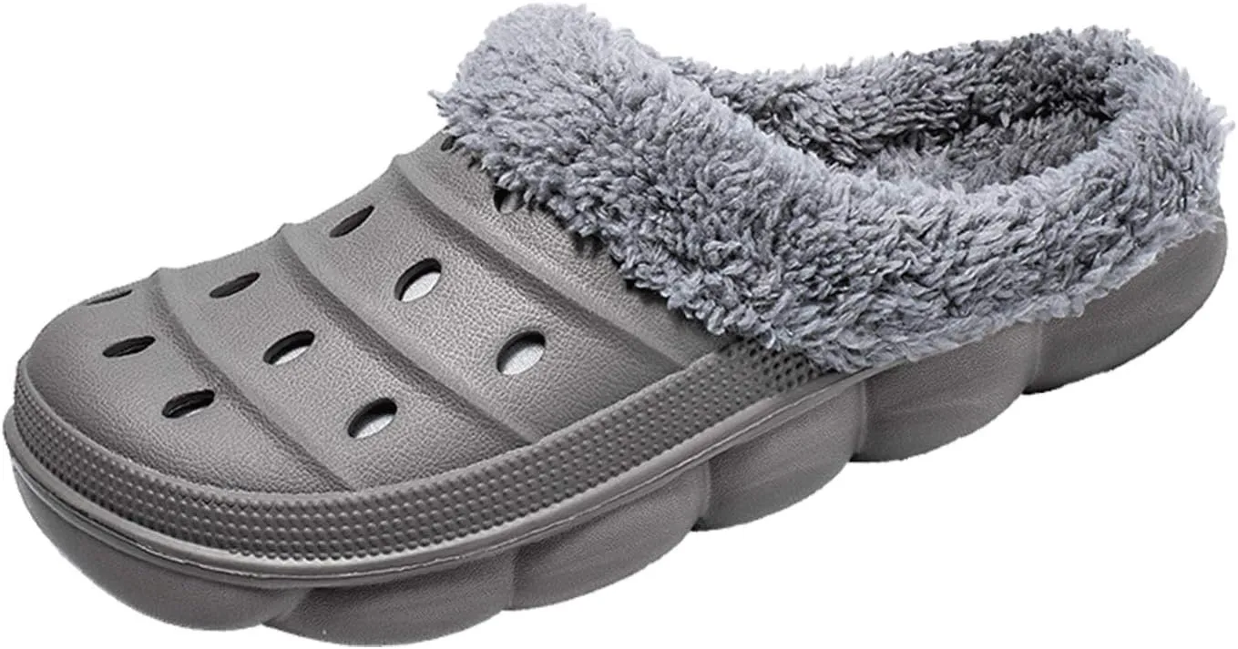 CERYTHRINA Mens Womens Lined Clogs Breathable House Slippers Warm Lining Indoor Outdoor Garden Clog Winter Slippers Home Footwear