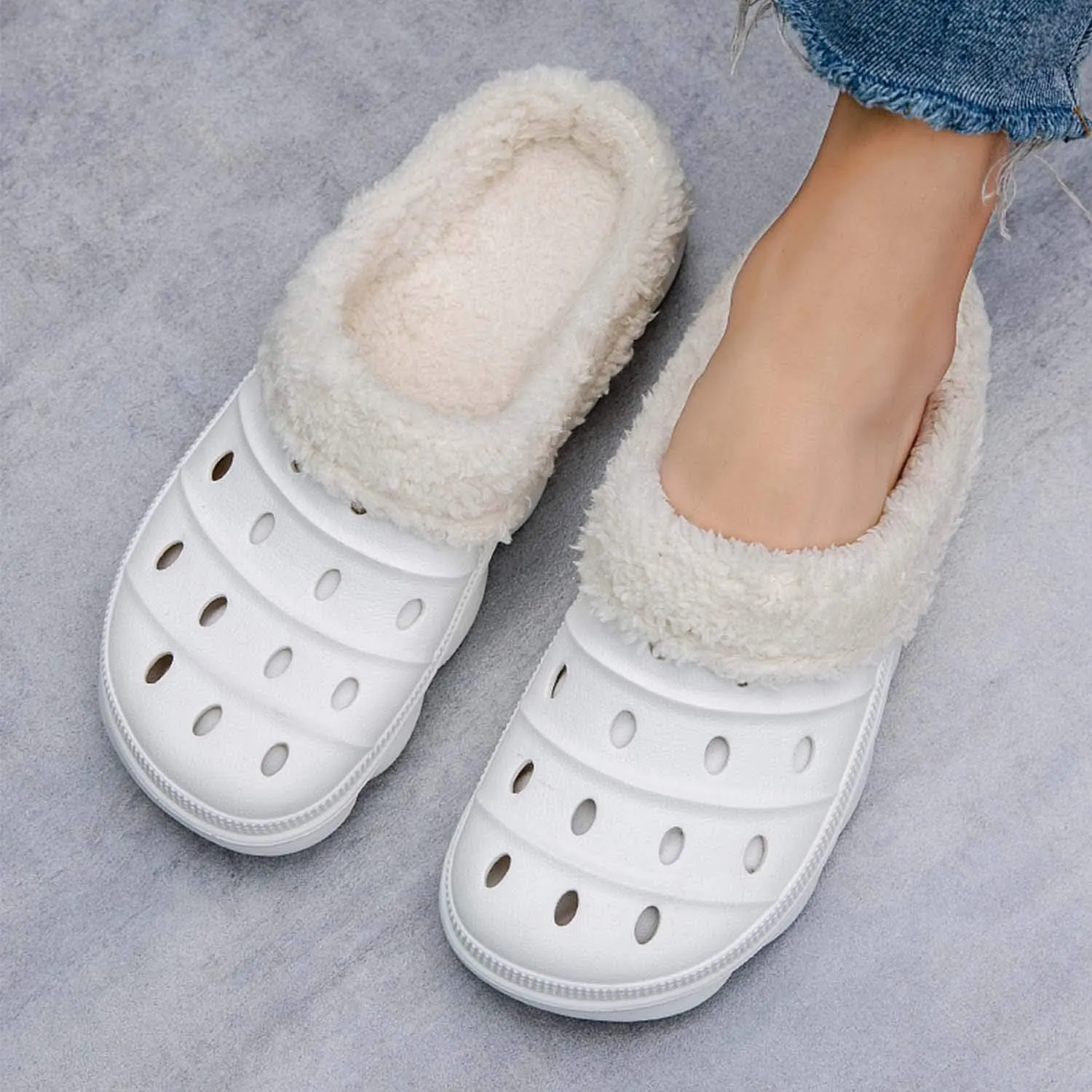 CERYTHRINA Mens Womens Lined Clogs Breathable House Slippers Warm Lining Indoor Outdoor Garden Clog Winter Slippers Home Footwear