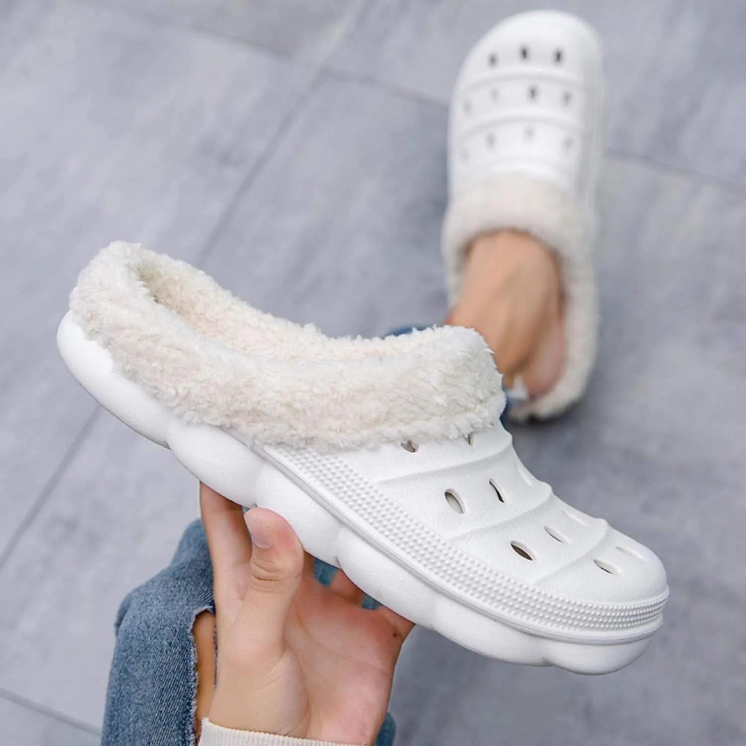 CERYTHRINA Mens Womens Lined Clogs Breathable House Slippers Warm Lining Indoor Outdoor Garden Clog Winter Slippers Home Footwear