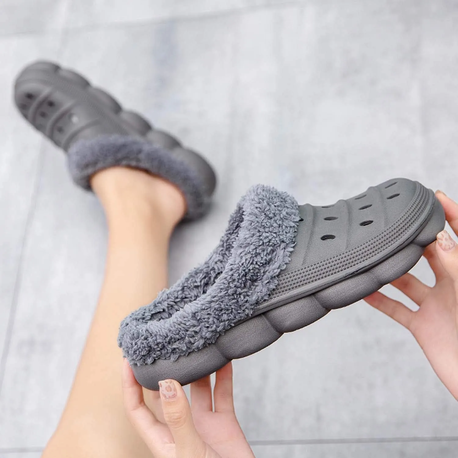 CERYTHRINA Mens Womens Lined Clogs Breathable House Slippers Warm Lining Indoor Outdoor Garden Clog Winter Slippers Home Footwear