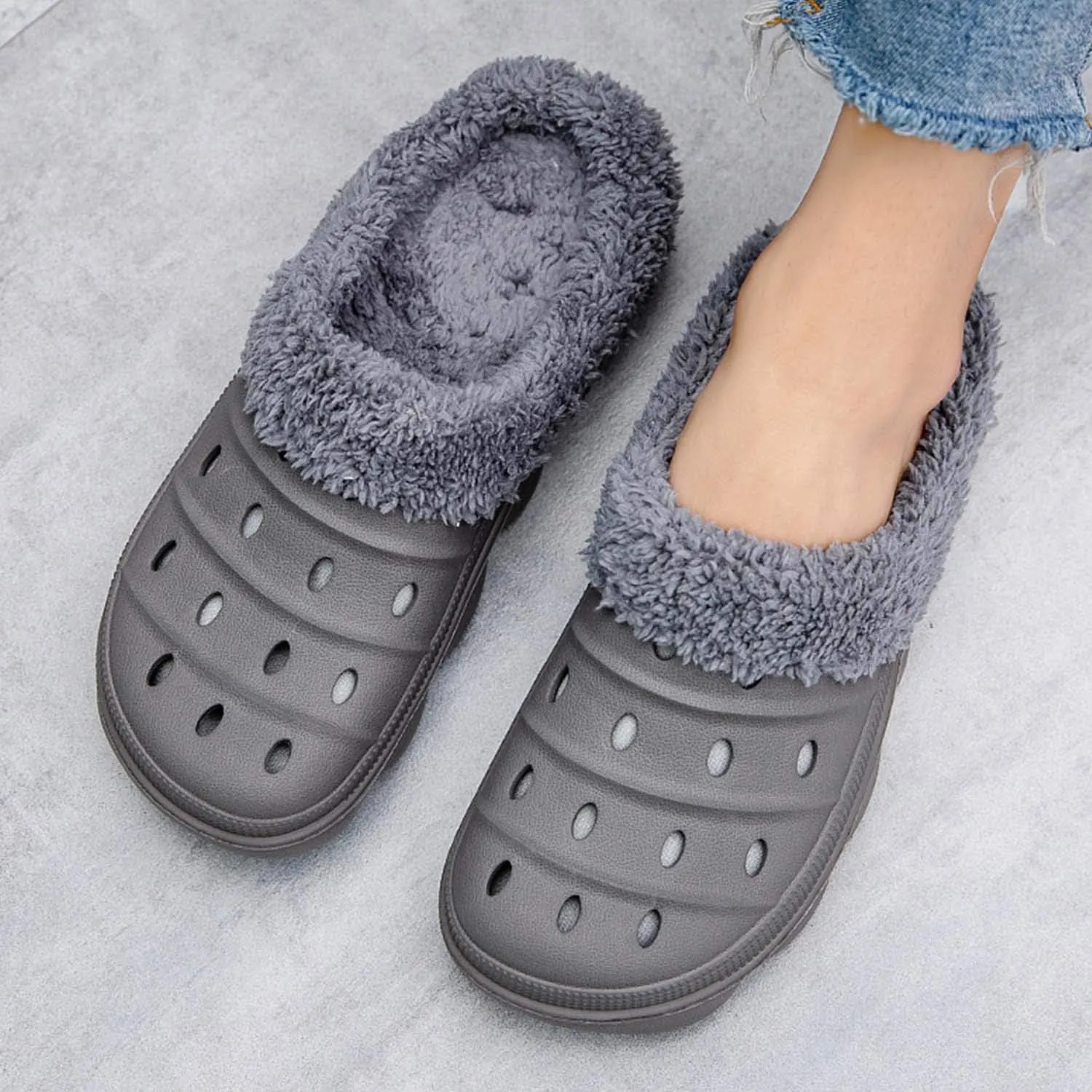 CERYTHRINA Mens Womens Lined Clogs Breathable House Slippers Warm Lining Indoor Outdoor Garden Clog Winter Slippers Home Footwear