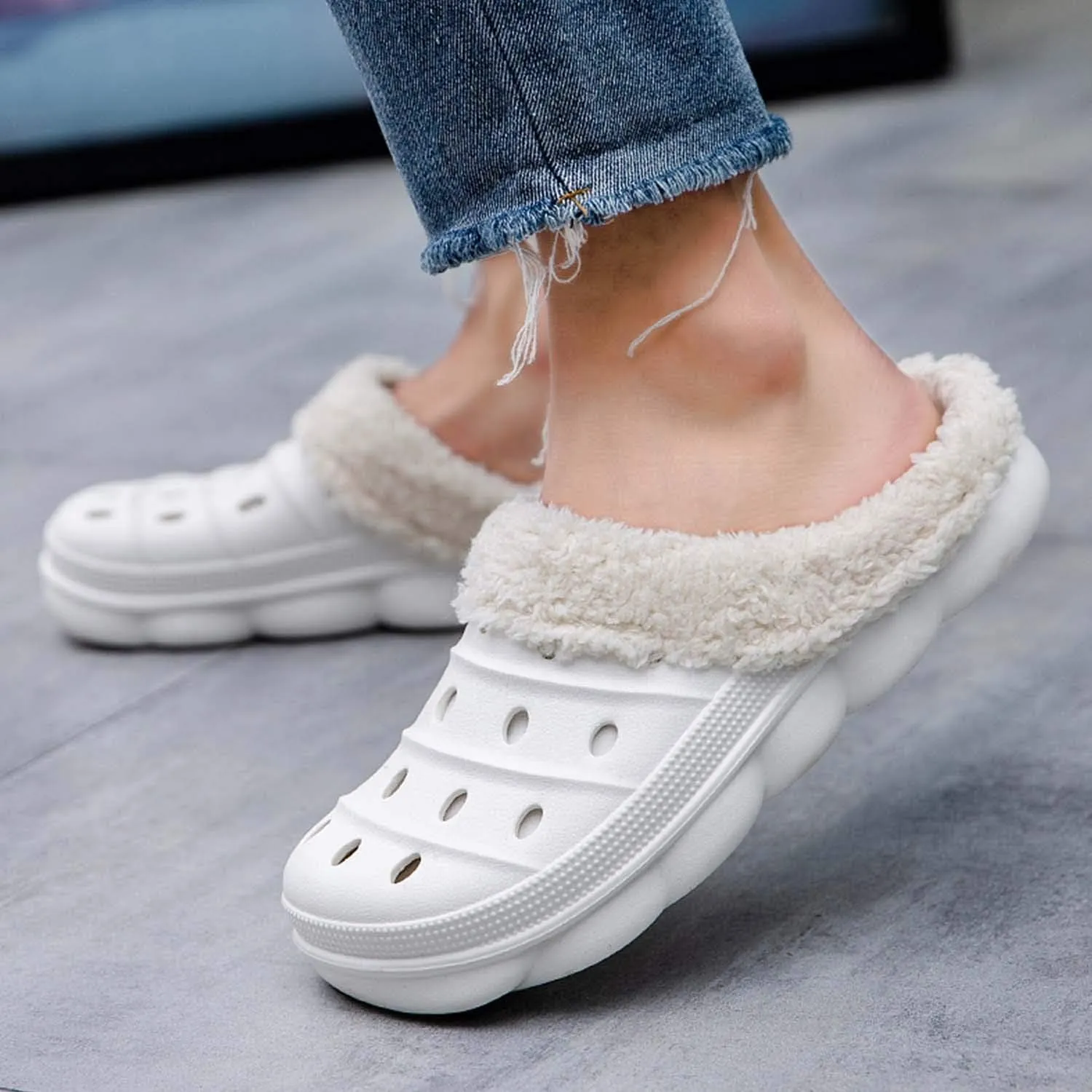 CERYTHRINA Mens Womens Lined Clogs Breathable House Slippers Warm Lining Indoor Outdoor Garden Clog Winter Slippers Home Footwear