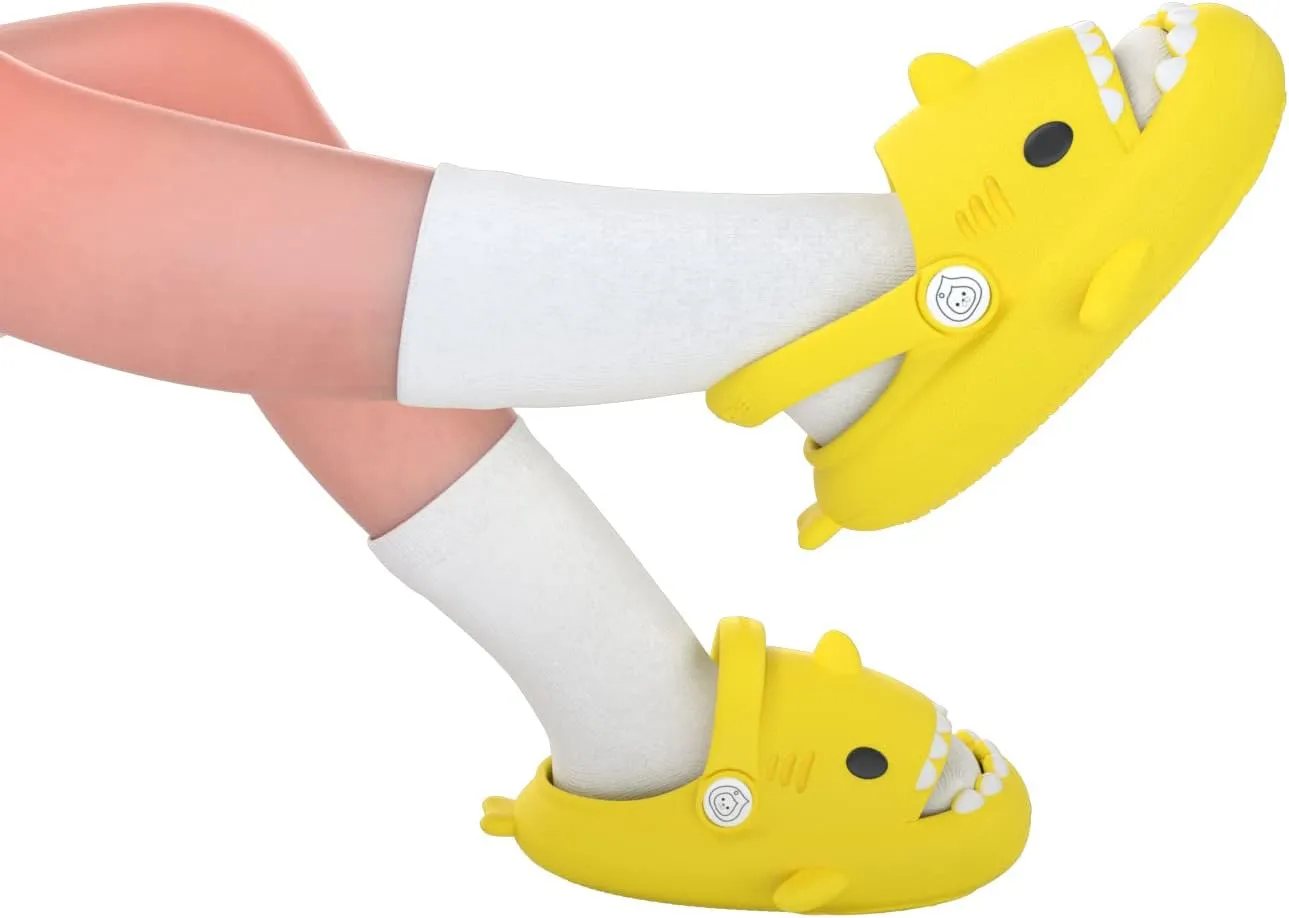 ChayChax Boys Girl Cloud Shark Slides Non-Slip Novelty Open Toe Sandals Extremely Comfy Cushioned Thick Sole Cute Cartoon Shower Slippers Indoor & Outdoor