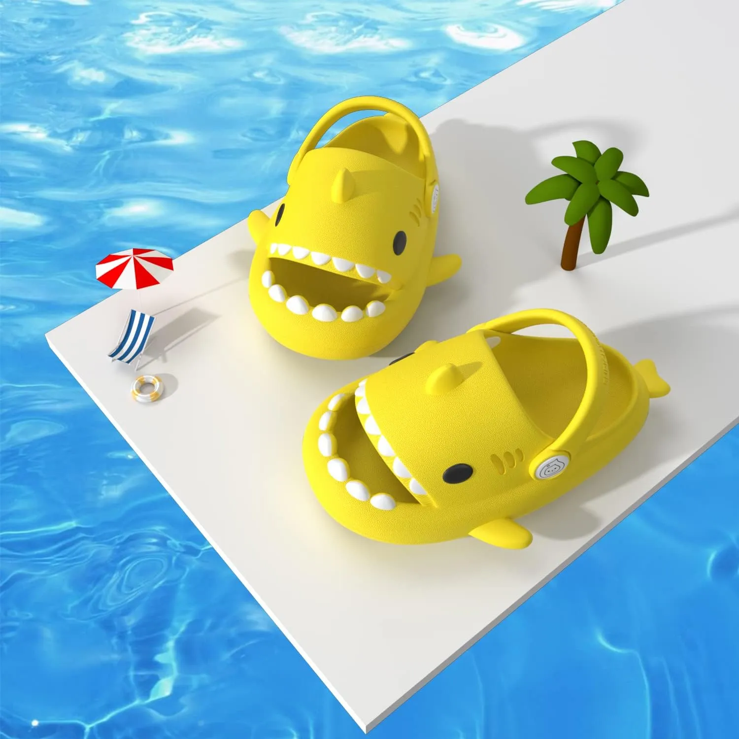 ChayChax Boys Girl Cloud Shark Slides Non-Slip Novelty Open Toe Sandals Extremely Comfy Cushioned Thick Sole Cute Cartoon Shower Slippers Indoor & Outdoor