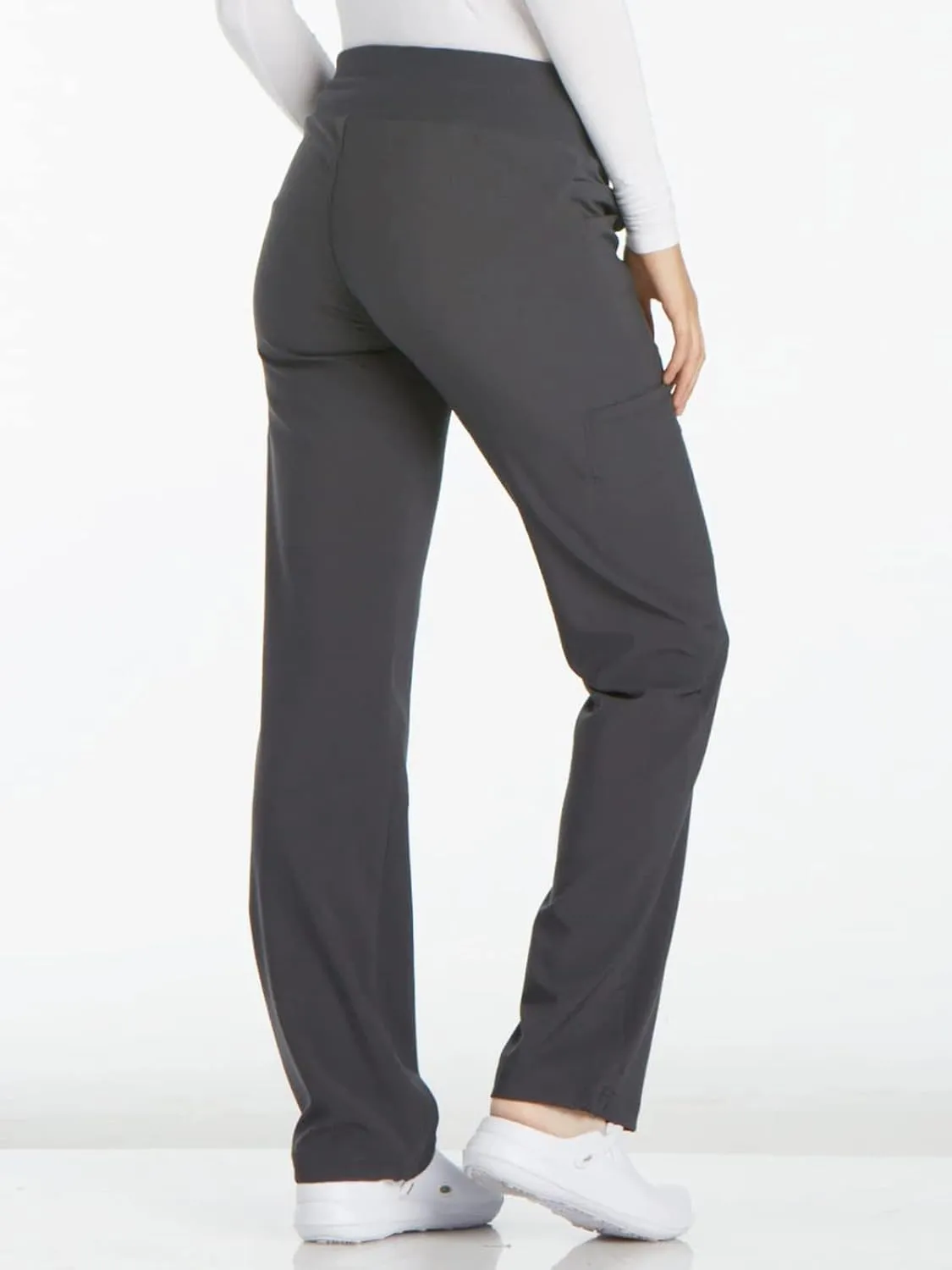 Cherokee Scrubs for Women Mid Rise Straight Leg Scrub Pants For Women Pull-on Bottoms with 6 Pockets & 360° Stretch - CK002