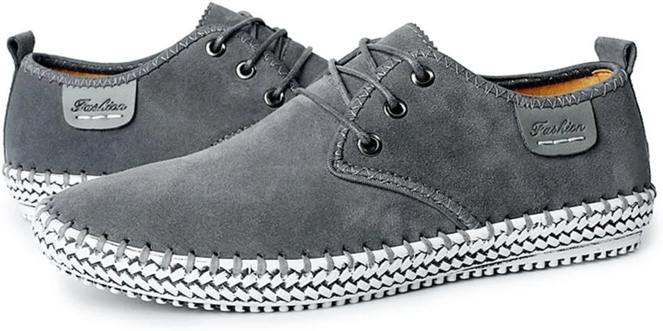 ChicWind Men's Casual Suede Leather Sneaker Breathable Walking Shoes Flat