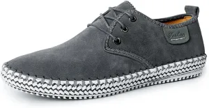 ChicWind Men's Casual Suede Leather Sneaker Breathable Walking Shoes Flat