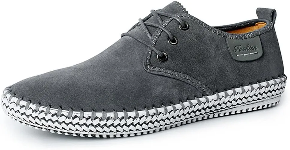 ChicWind Men's Casual Suede Leather Sneaker Breathable Walking Shoes Flat