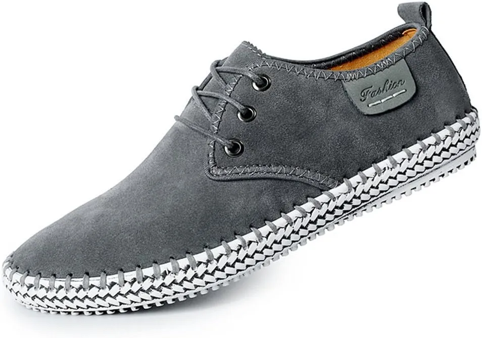 ChicWind Men's Casual Suede Leather Sneaker Breathable Walking Shoes Flat