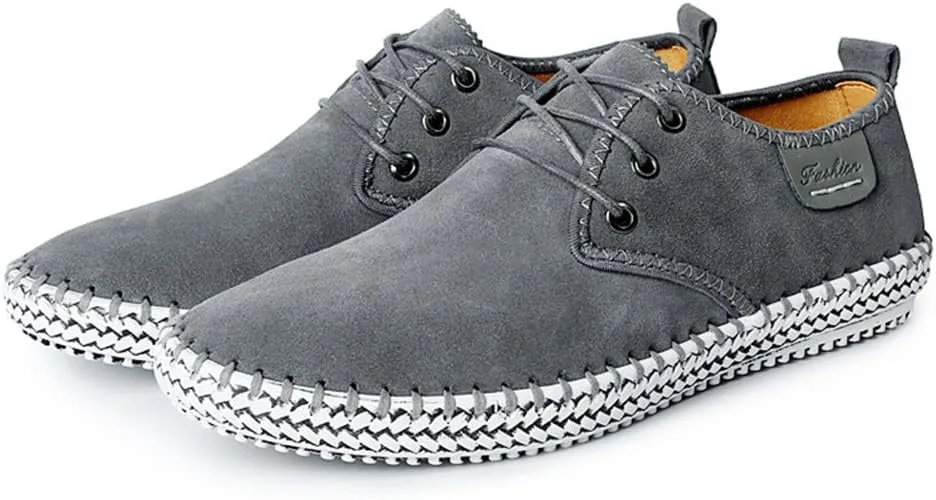 ChicWind Men's Casual Suede Leather Sneaker Breathable Walking Shoes Flat