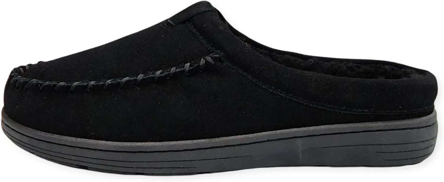 Clarks Men's Slipper Clog Open Back, Suede Faux Fur Lined Slippers - Comfy & Durable with Cushioned Footbed & Rubber Indoor/Outdoor Soles