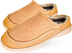 Clarks Men's Slipper Clog Open Back, Suede Faux Fur Lined Slippers - Comfy & Durable with Cushioned Footbed & Rubber Indoor/Outdoor Soles