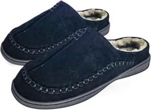 Clarks Men's Slipper Clog Open Back, Suede Faux Fur Lined Slippers - Comfy & Durable with Cushioned Footbed & Rubber Indoor/Outdoor Soles