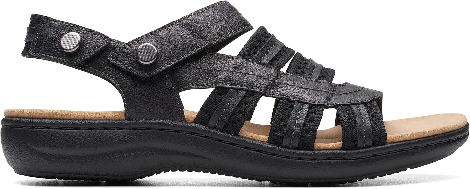 Clarks Women's Laurieann Erin Flat Sandal, Black Combi, 11