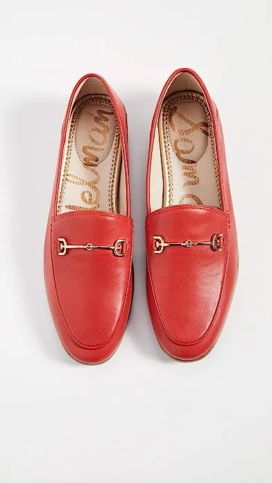 Classic International tracking Loafers Chain Vamp Sam Exceptional value Slip-On Detail Leather Edelman Wide Red Loraine