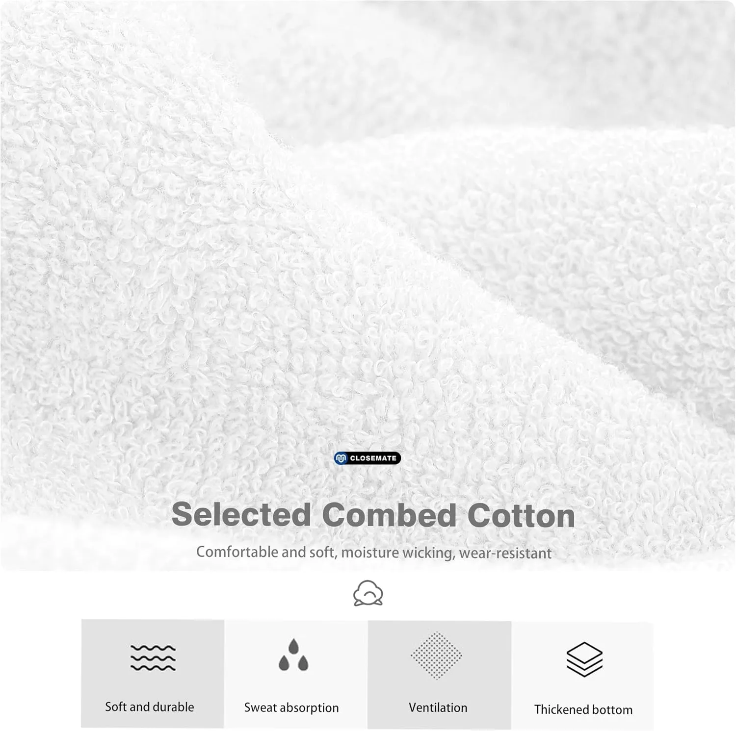 CLOSEMATE Mens Athletic Cushioned Crew Socks 6 Pairs Cotton Comfy and Moisture-Wicking for Running Training Sports