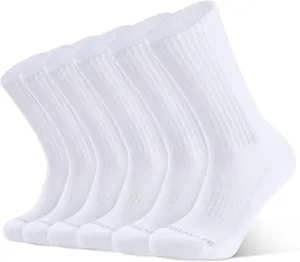 CLOSEMATE Mens Athletic Cushioned Crew Socks 6 Pairs Cotton Comfy and Moisture-Wicking for Running Training Sports