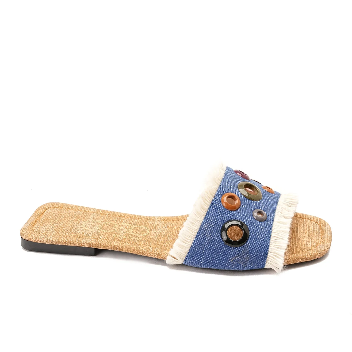 colorful circular flat slipper - blue