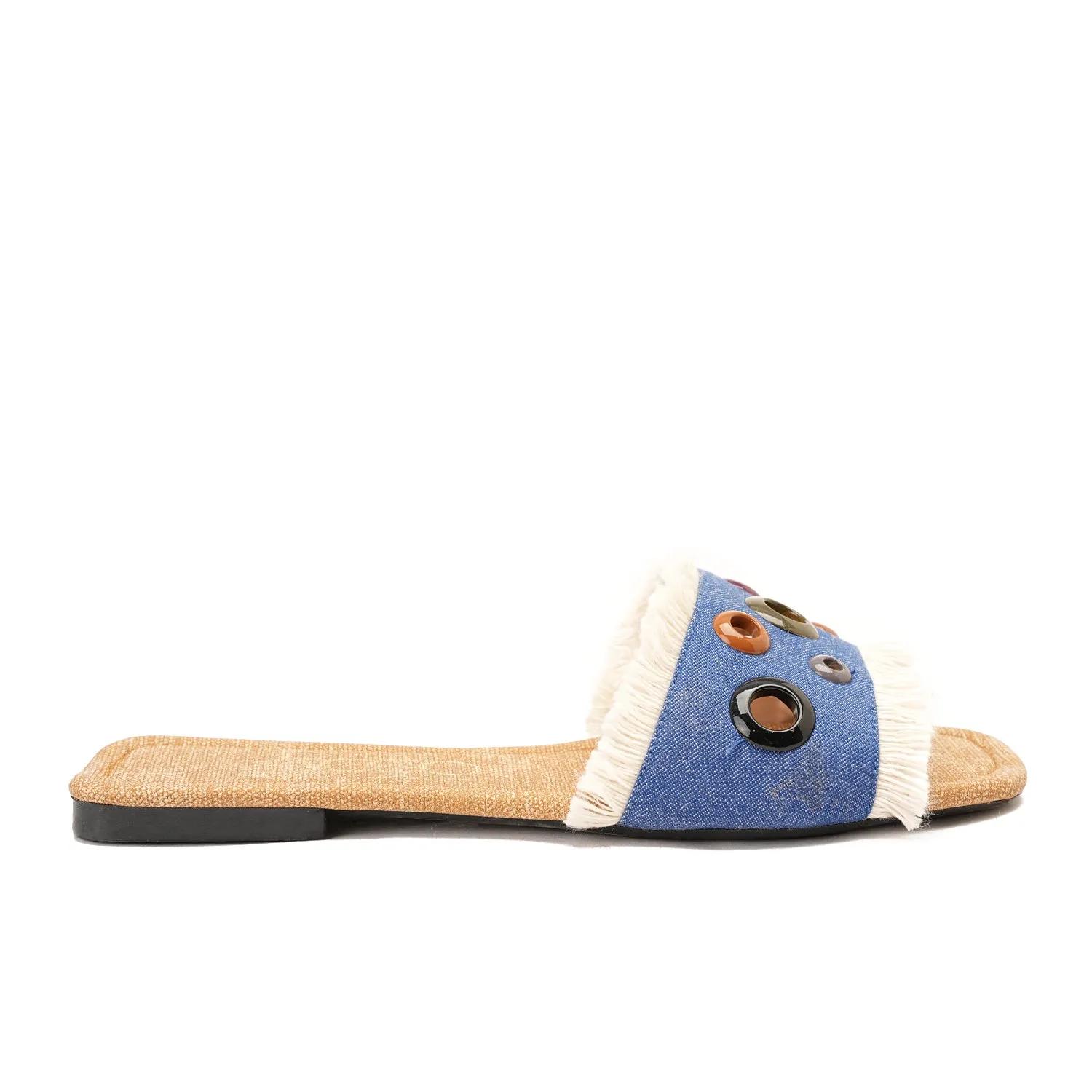colorful circular flat slipper - blue