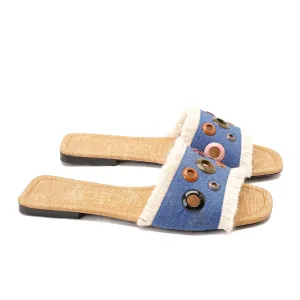 colorful circular flat slipper - blue