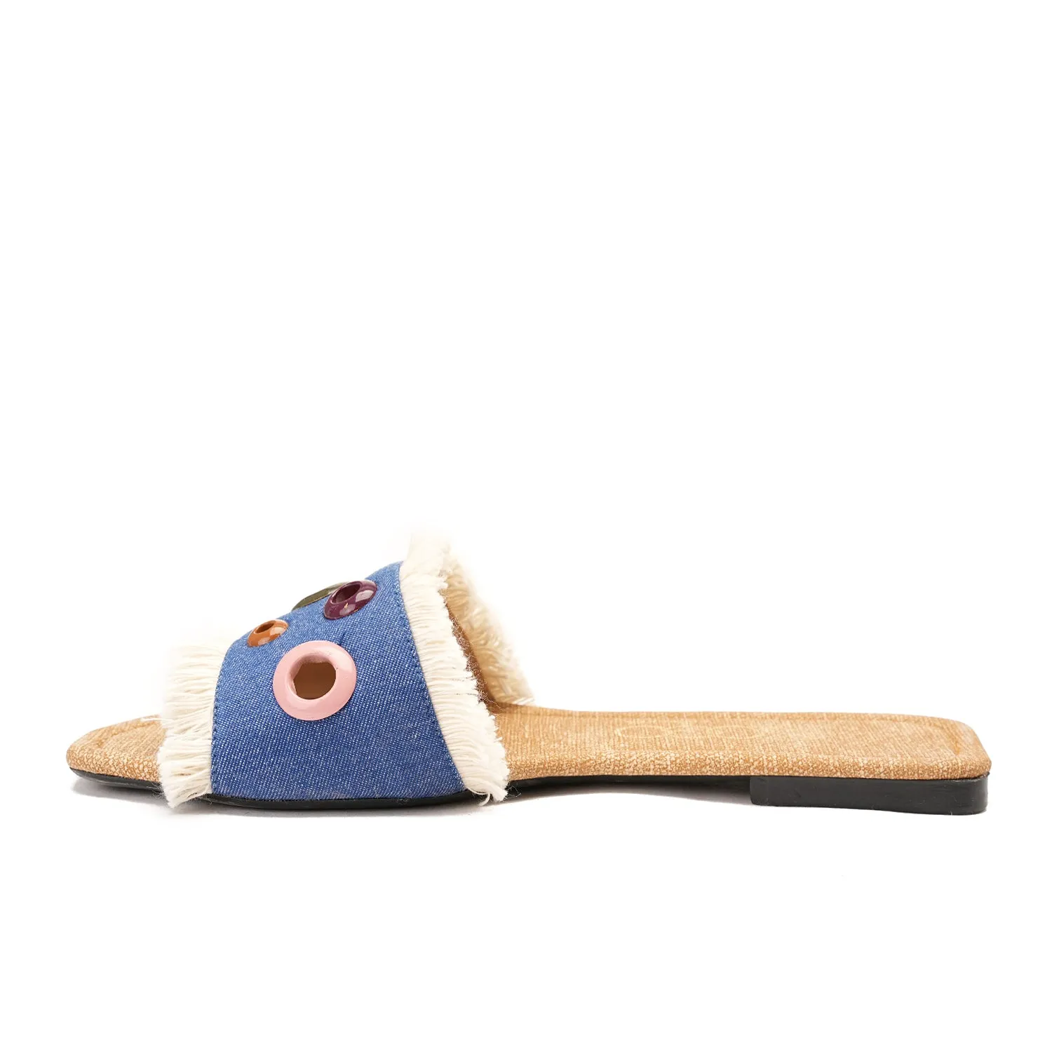 colorful circular flat slipper - blue