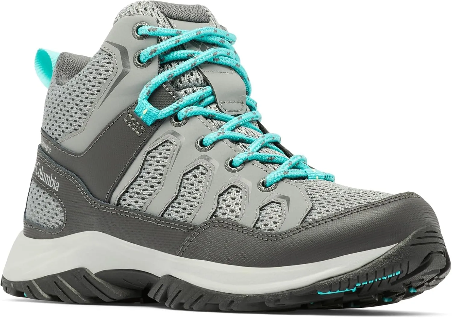 Columbia Womens Granite Trail Mid Waterproof, Titanium Grey Steel/Bright Aqua, 8.5