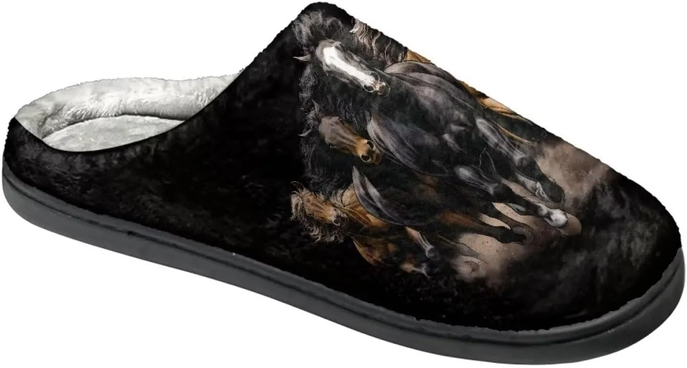 Comfy Fuzzy House Slippers for Women Men, Closed Toe Flat Plush Cotton Slippers Home Shoes Soft Non-Slip Rubber Sole Scuff Slippers for Indoor & Outdoor