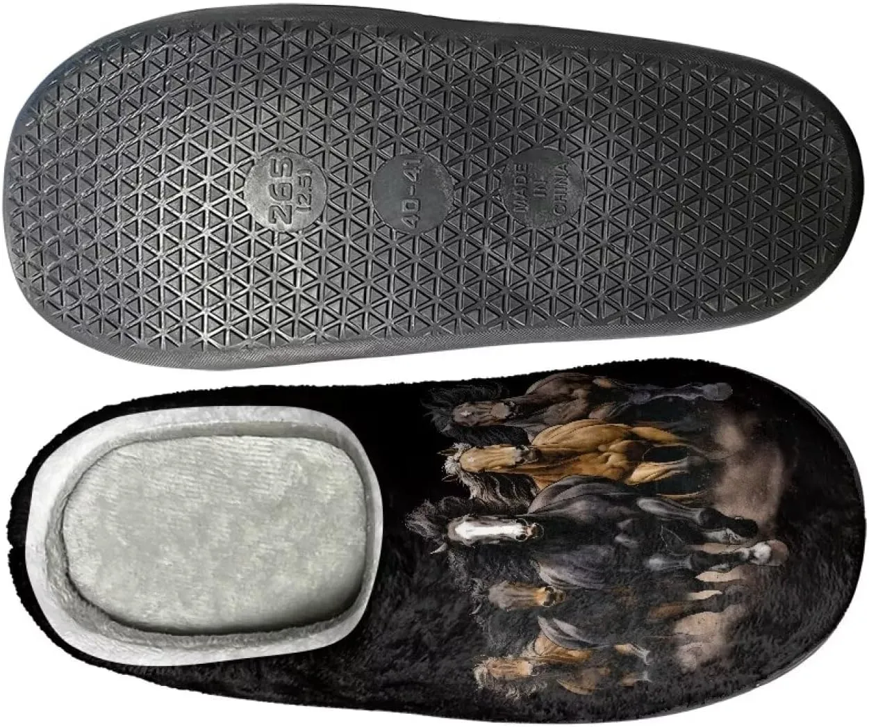 Comfy Fuzzy House Slippers for Women Men, Closed Toe Flat Plush Cotton Slippers Home Shoes Soft Non-Slip Rubber Sole Scuff Slippers for Indoor & Outdoor