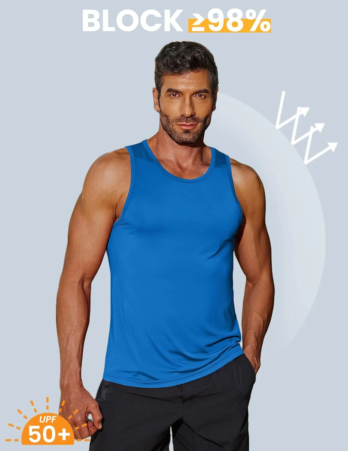 COOFANDY Mens Tank Top UPF 50  Quick Dry Sleeveless Shirts Summer Workout Muscle T Shirt Cool Swim Beach Top