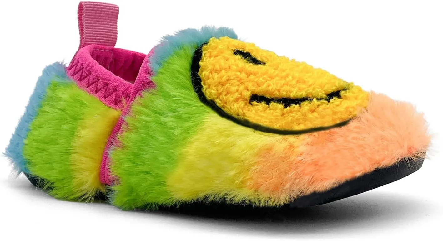 COVS Smile Face Slippers Kids Toddler Slippers for Boys Girls Slippers Toddler House Shoes Non-Slip TPR Soft Sole Kids Slippers Home Socks Shoes