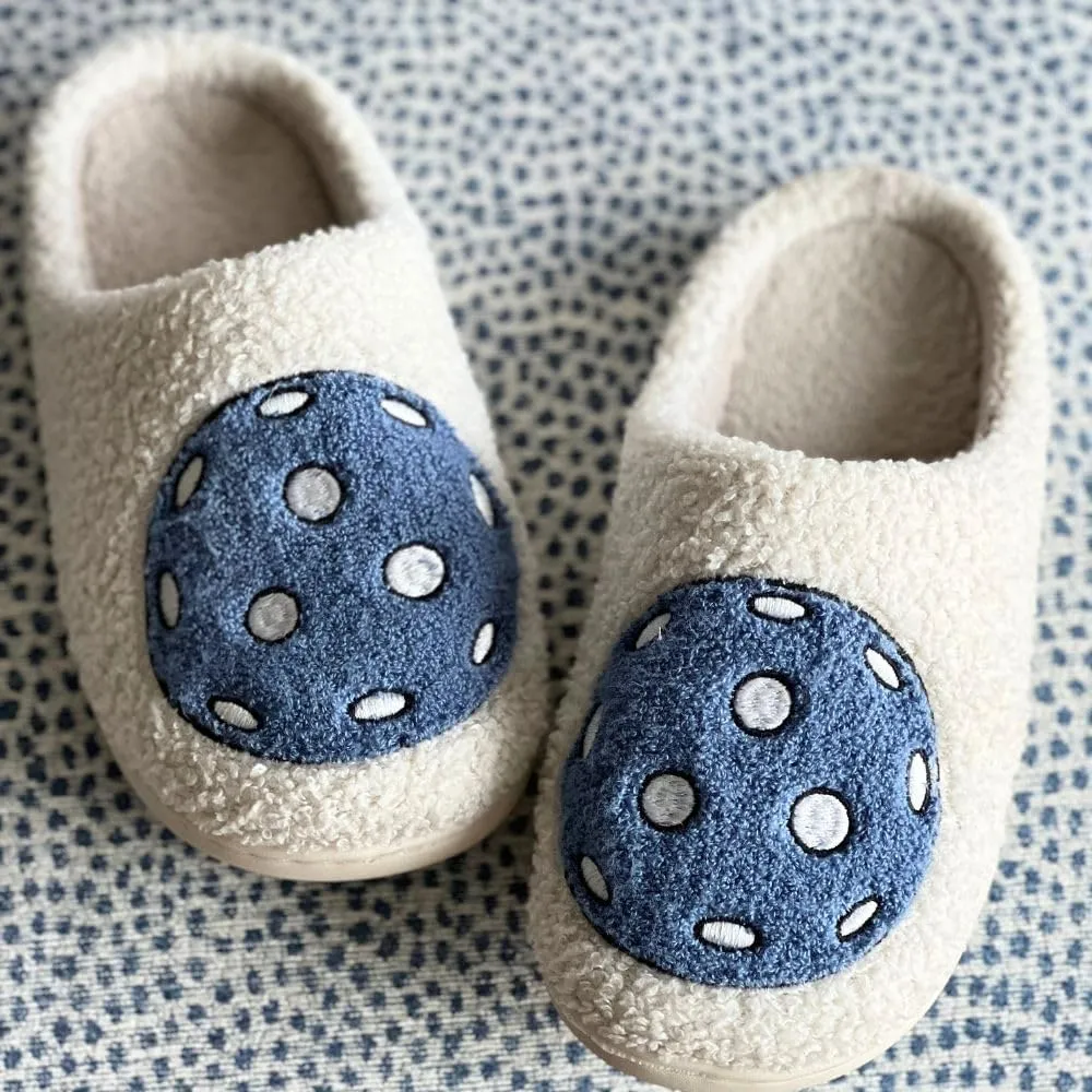 Cozy Memory Foam Cute Slippers with Pickleball Design - Trendy and Comfortable Cute Slippers for Women with Non-Slip Rubber Sole, Fun Slippers, Suitable as Gift, Indoor Outdoor Use